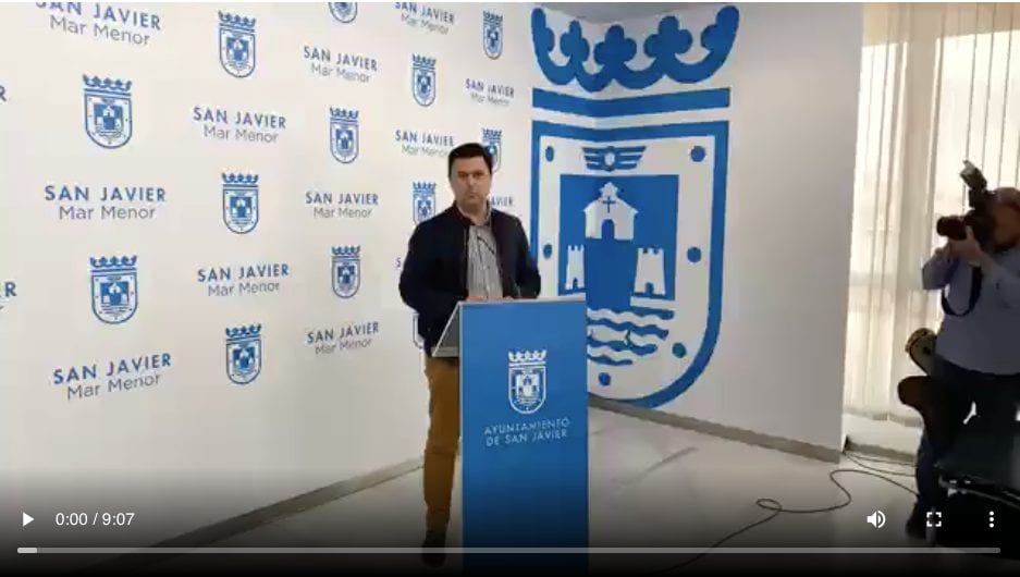 José Miguel Luengo, Alcalde de San Javier explica en el video sobre las medidas preventivas para luchar contra coronavirus 13 de marzo 2020