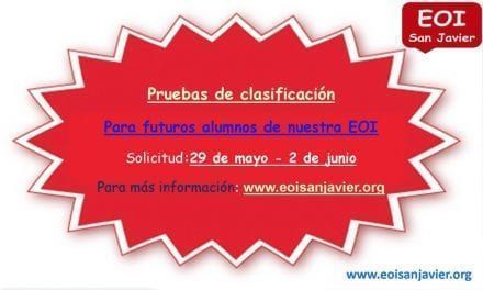Pruebas de clasificación para futuros alumnos  en La Escuela Oficial de Idiomas de San Javier