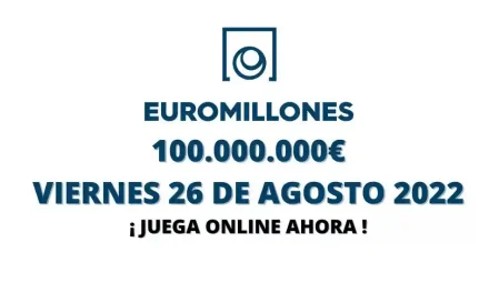 Jugar Euromillones online bote viernes 26 de agosto 2022